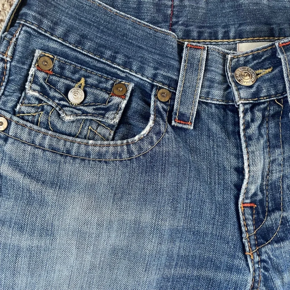 True Religion Denim Jorts Jean Shorts Mens 30 x 33 Billy‎ Distressed Cutoff Y2K